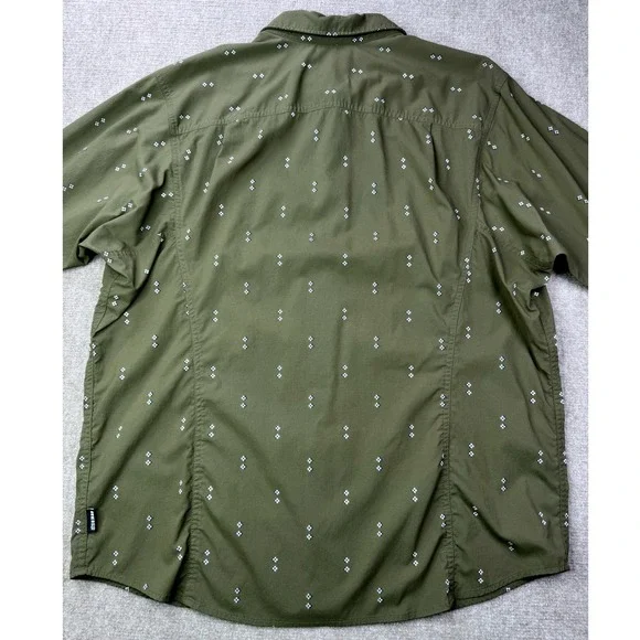 REI Co-op Mens XL Olive Green Diamond Western Print Long Sleeve Button Up Shirt - Picture 8 of 9